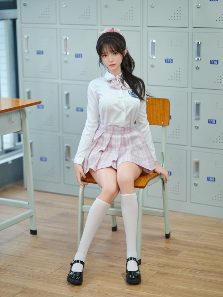 HSDoll 142cm C-cup M4 Head Full Silicone Pink Plaid JK Uniform Cosplay Sex doll